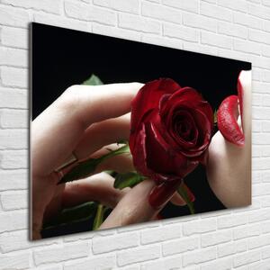 Imagine de sticlă Femeia cu un trandafir