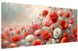 Tablou - Pictură cu maci (120x50 cm)