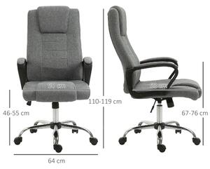 Scaun ergonomic birou, 62x62x110-119cm, gri Vinsetto | Aosom RO