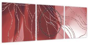 Tablou - Floare abstractă roșie N⁰1 (cu ceas) (90x30 cm)
