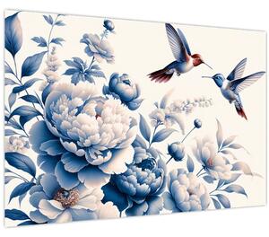 Tablou - Colibri deasupra florii (90x60 cm)