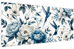 Tablou - Colibri cu flori (120x50 cm)