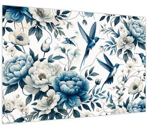 Tablou - Colibri cu flori (90x60 cm)