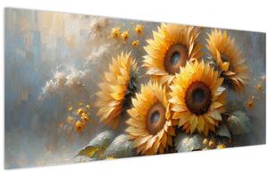 Tablou - Pictură cu floarea-soarelui (120x50 cm)