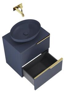 Dulap bază lavoar baie suspendat Jungborn NONUS 60 cm PAL albastru navy mat 2 sertare