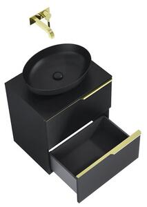 Dulap bază lavoar baie suspendat Jungborn NONUS 60 cm PAL negru mat 2 sertare