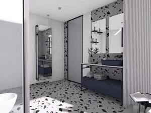 Blat lavoar baie marmură compactă Terrazzo alb mat 100,8x46 cm Jungborn