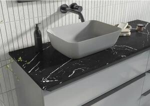 Blat lavoar baie marmură compactă Marquina negru mat 100,8x46 cm Jungborn