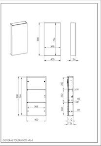 Dulap baie suspendat 40x80 cm PAL albastru navy mat Jungborn 2 polițe de sticlă