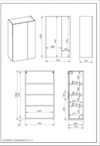Dulap baie suspendat 59,6x100 cm PAL albastru navy mat Jungborn 3 polițe