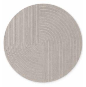 Covor gri deschis țesut manual rotund din lână ø 120 cm Arcura – Vikosa