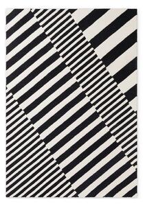 Covor alb-negru țesut manual din lână 120x180 cm Stryve Flux – Elle Decoration