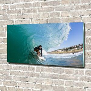 Fotografie imprimată pe sticlă Surfer pe val