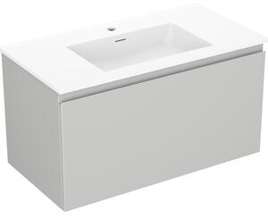 Mexen Orio, mobilier baie 90 cm cu lavoar Otis, 1 sertar, gri mat/alb mat, 91A10-09047-1-BF62-W18M01