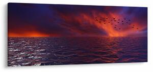 Tablou cu mare și păsări (120x50 cm)