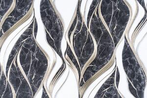 Tapet 3D dormitor, vinil negru, model Assol
