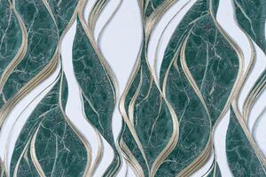 Tapet 3D dormitor, vinil verde, model Assol