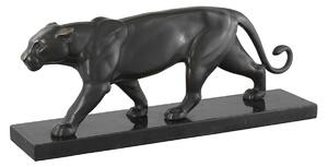 Statue Pantera de bronz, baza de marmura, Dims: L. 9 W. 42 H. 16.5 (CM)