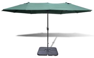 Umbrelă cu bază portabilă, 2,7 x 4,6 m, aluminiu, verde