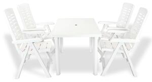 Set mobilier de exterior, 5 piese, alb, plastic