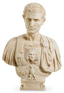 Bust din marmura Iulius Caesar aspect antic, Dims: L. 50.5 W. 27 H. 69.5 (CM)