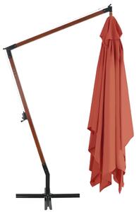 Umbrelă suspendată cu stâlp din lemn, cărămiziu, 400 x 300 cm
