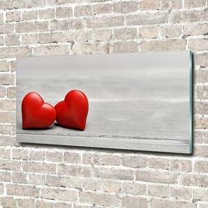 Tablou sticlă Inima pe lemn