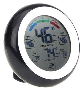 Termometru cu higrometru digital, display LCD, control touch, 9 cm, negru