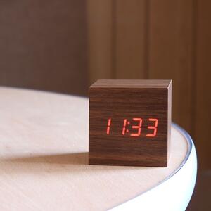 Ceas digital LED, data, temperatura, alarma, senzor sunet, textura lemn
