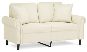 Canapea cu 2 locuri cu pernuțe, crem, 120 cm, catifea