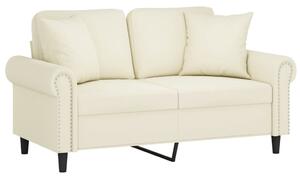 Canapea cu 2 locuri cu pernuțe, crem, 120 cm, catifea