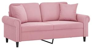 Canapea cu 2 locuri cu pernuțe, roz, 140 cm, catifea