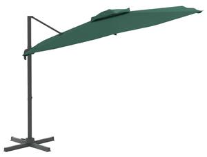 Umbrelă dublă în consolă, verde, 400x300 cm