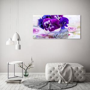 Fotografie imprimată pe sticlă panseluțe violet