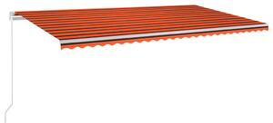 Copertină retractabilă manual, LED, portocaliu/maro, 600x350 cm