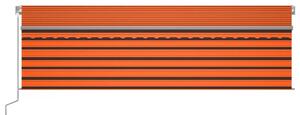 Copertină retractabilă manual cu stor, portocaliu&maro, 5x3 m