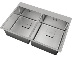 Chiuvetă bucătărie cu 2 cuve Teka ForLinea RS15 2B 740 74x50 cm, fără picurător, instalare Top & Flush, inox
