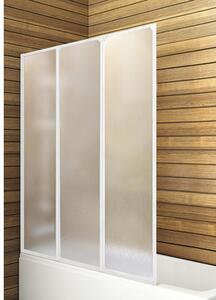 Paravan cadă pliabil, 120x140 cm, 3 elemente, sticlă decor picături, profil alb