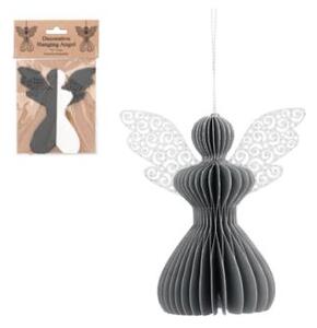 Ornament decorativ din hârtie Înger Gri 12cm 1 buc