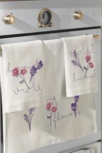 Prosoape de bucătărie LAVENDER, 3 buc Alb / White Set (3 buc, 40x60 cm)