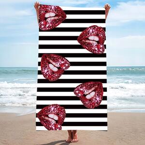 Prosop de plajă cu un motiv de buze de femei Lățime: 100 cm | Lungime: 180 cm