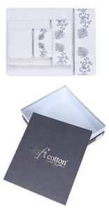 Set cadou prosoape și prosoape de corp DIARA, 3 buc Alb-broderie gri / Grey embroidery