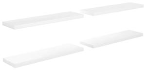 Rafturi de perete, 4 buc., alb extralucios, 90x23,5x3,8 cm, MDF