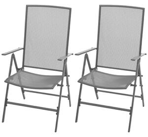 Set mobilier bistro cu scaune pliante, 3 piese, antracit, oțel