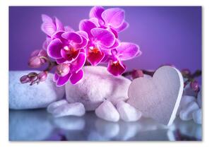 Fotografie imprimată pe sticlă Orhideea și inima