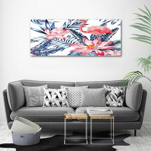 Tablou canvas Flamingos și plante