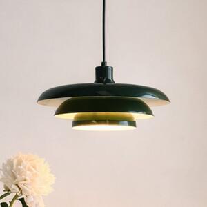 Dyberg Larsen Lampă suspendată Ava, verde închis, metal, Ø 31 cm, reglabil, Verde, Camera de zi / sufragerie, Metal, Design