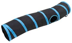 Tunel pentru pisici în formă S, negru/albastru 122 cm poliester