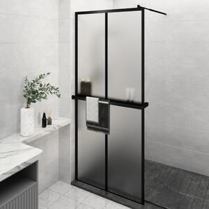 Paravan duș walk-in cu raft negru 100x195cm sticlă ESG/aluminiu