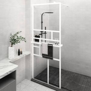Paravan duș walk-in cu raft alb 80x195 cm sticlă ESG/aluminiu